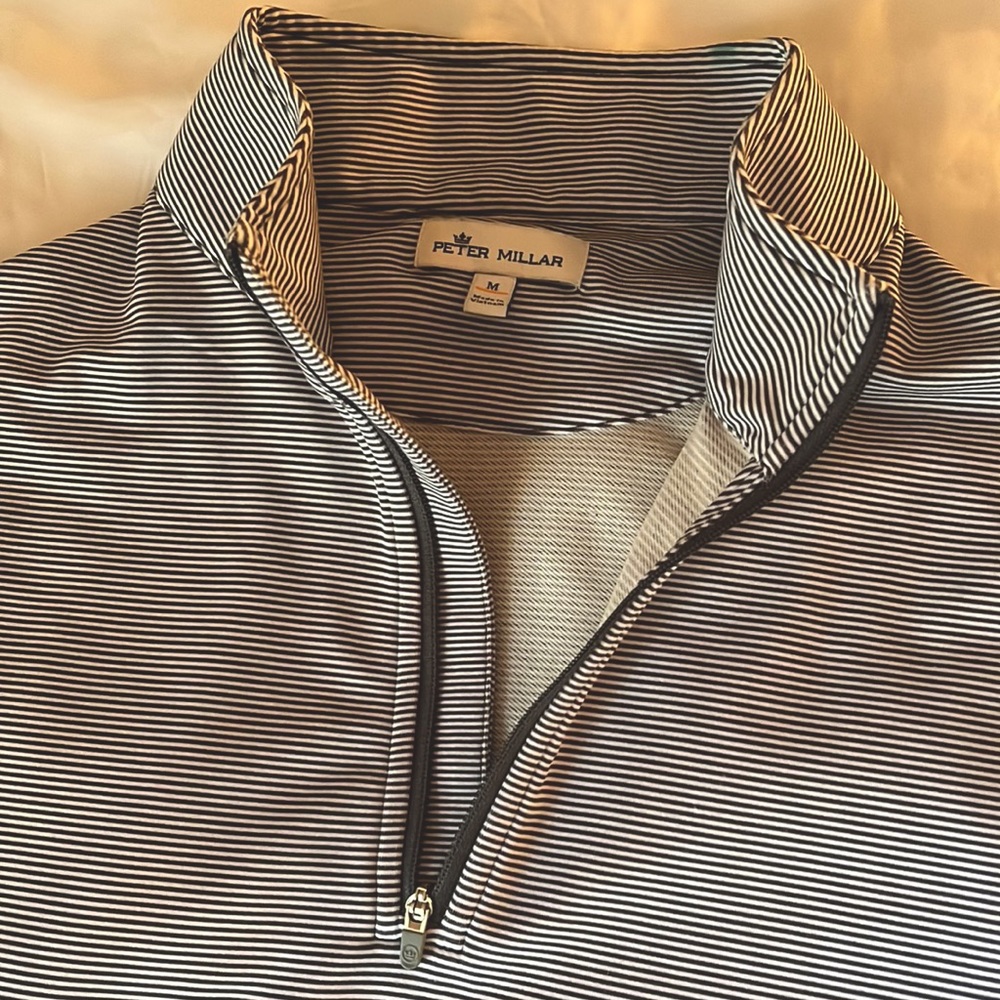 Peter Millar striped performance quarter zip (1/4 zip) size medium